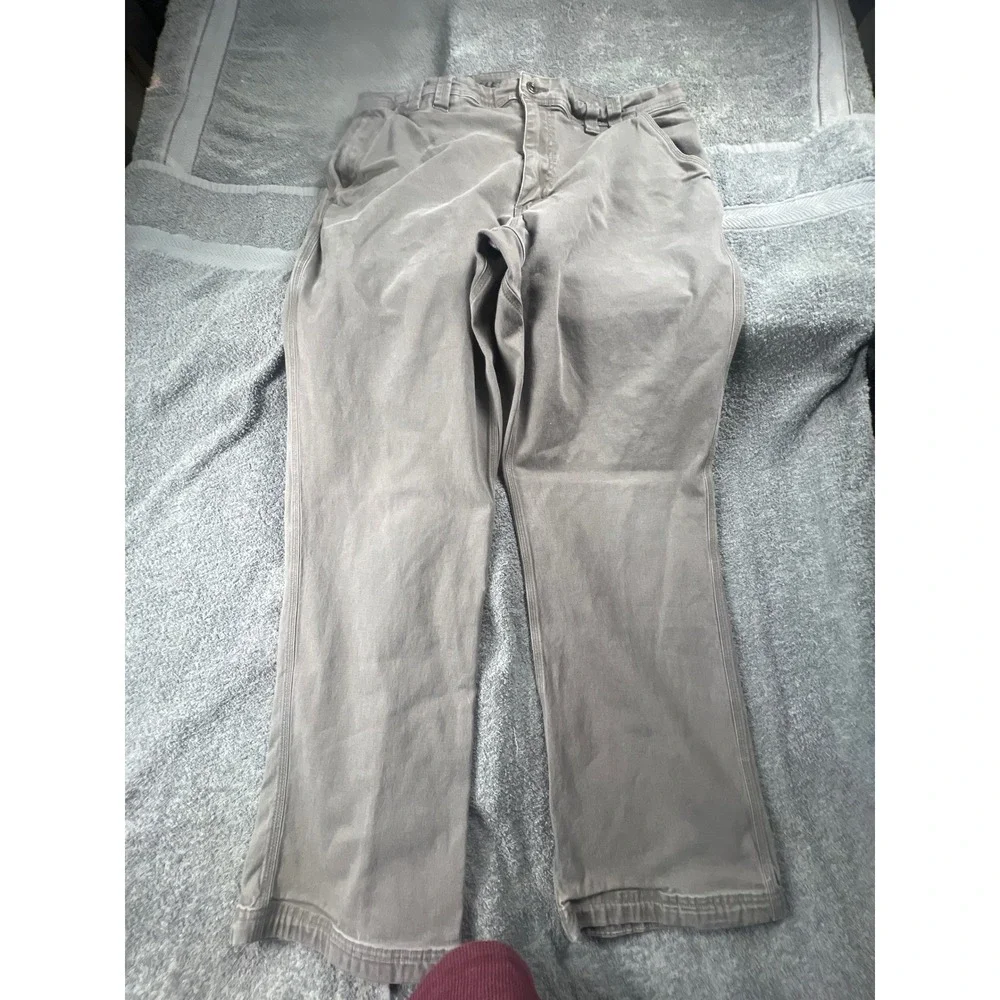 Duluth Trading Co Flex Fire Hose Work Pants Tan Cargo Pockets Mens 40x32
